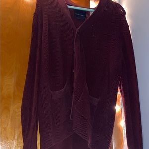 american eagle oversized burgundy cardigan